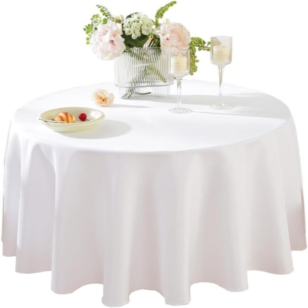 Craft And Party Premium Polyester Tablecloth - 108" Round White Tablecloth